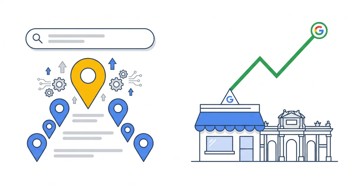 Captura de Google Maps mostrando el local pack con los 3 primeros resultados destacados para una búsqueda local en Madrid
