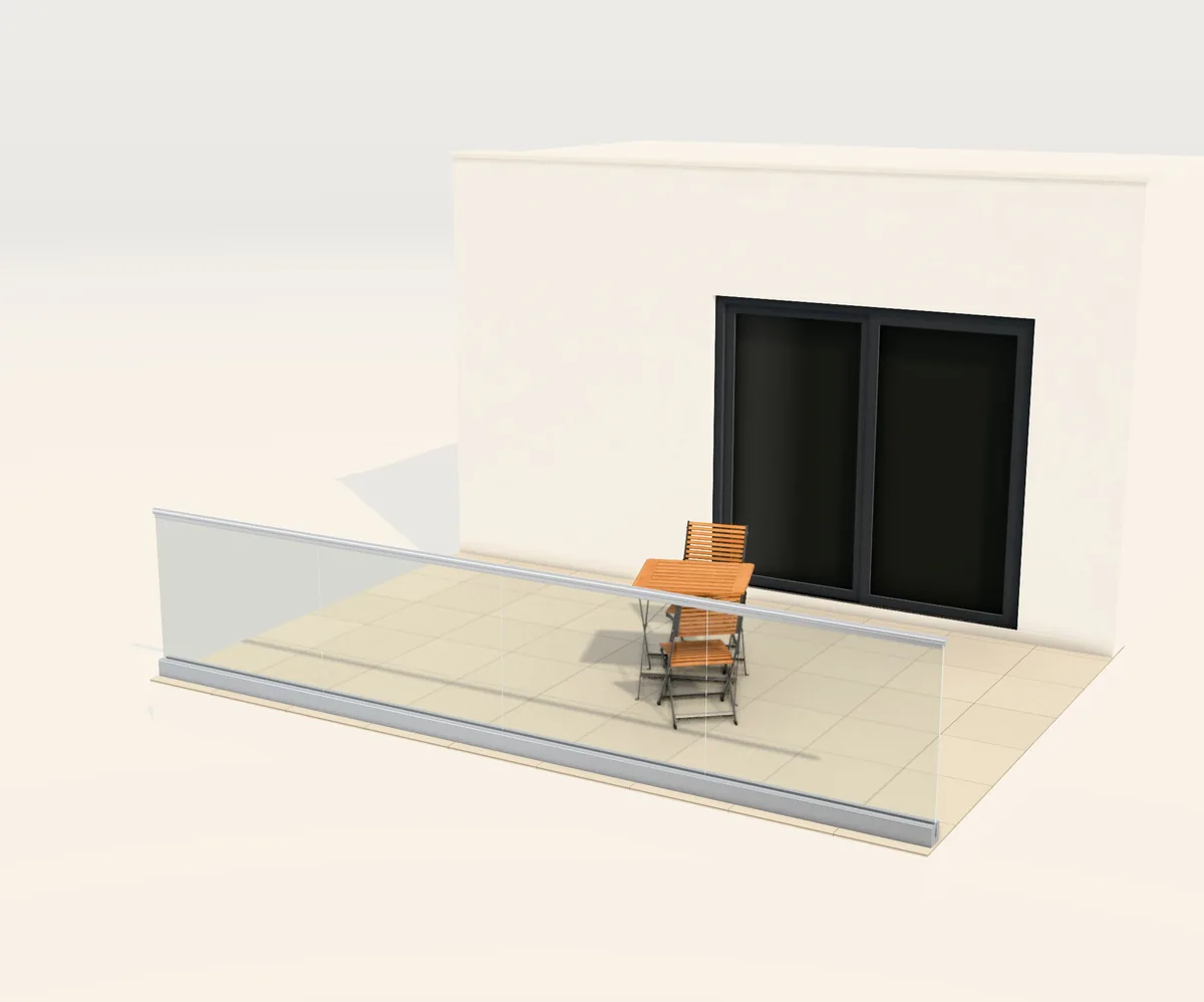 Barandilla de vidrio en el configurador 3D